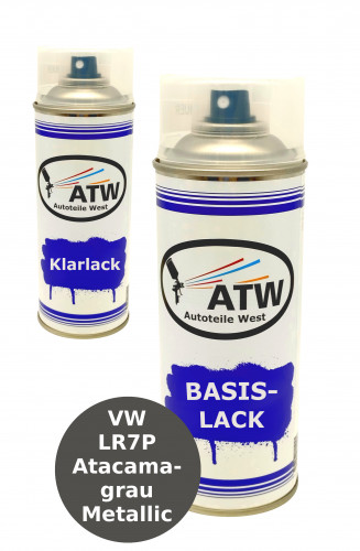 Autolack für VW LR7P Atacamagrau Metallic+400ml Klarlack Set